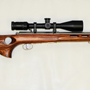 A sleek and very accurate Savage left hand in 22 long rifle, with thumbhole stock. We matched it with a Zeiss Conquest 4-15x50.